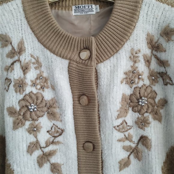 Vtg.MOFFI fall lined cardigan jacket sweaterembroidery & p - Picture 2 of 11